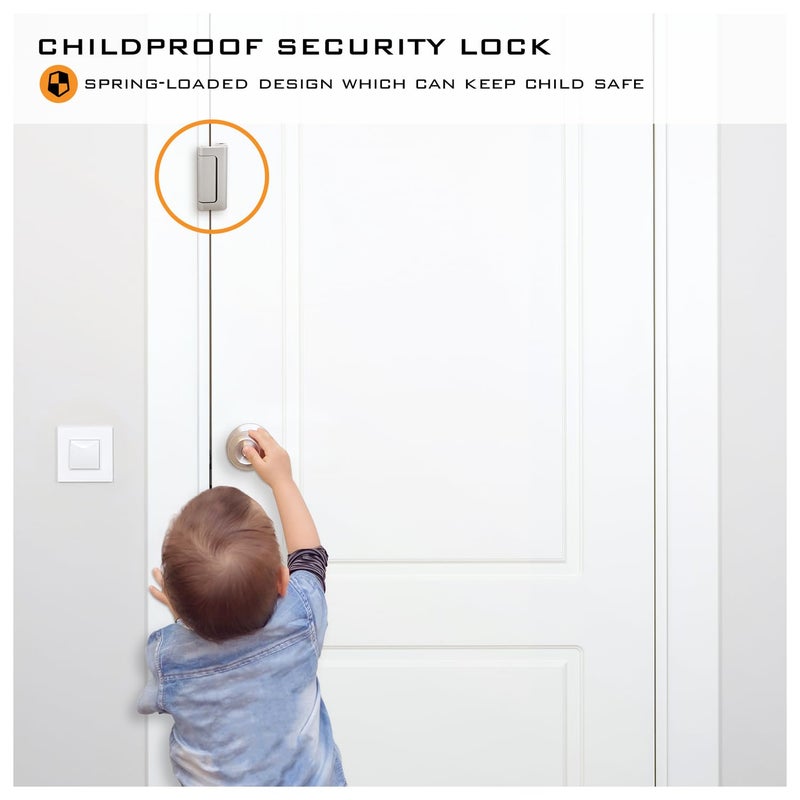 HardwareX Supply Door Reinforcement Lock, Privacy Door Latch Harden Construction 3"" Stop Childproof, Satin Nickel (2 Pack) - Image 3